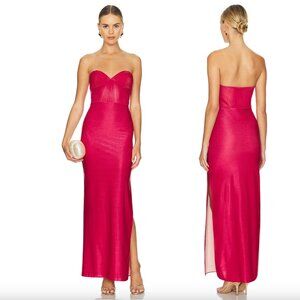 NEW Baobab Cam Maxi Dress French Rose Red Strapless Formal Gown XS